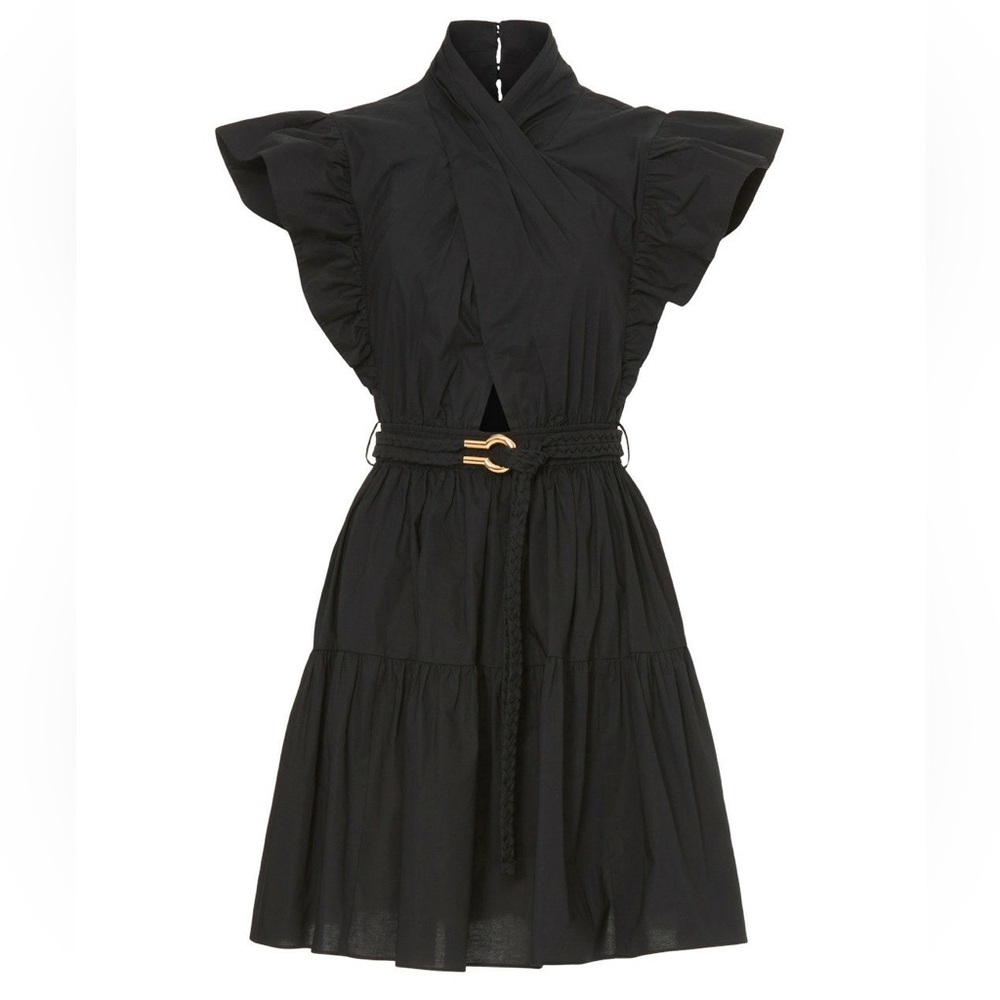 Derek Lam 10 Crosby - Black Finn Ruffle Wrap Dress w/ Belt